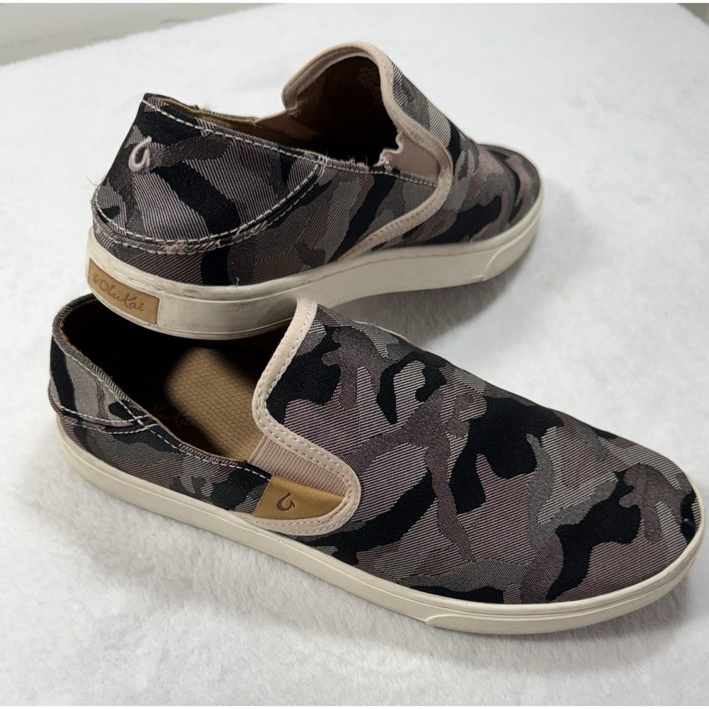Olukai Pehuea Pai Camo Loafer Womens‎ 9 Canvas Slip On Flat Casual Comfort Shoe